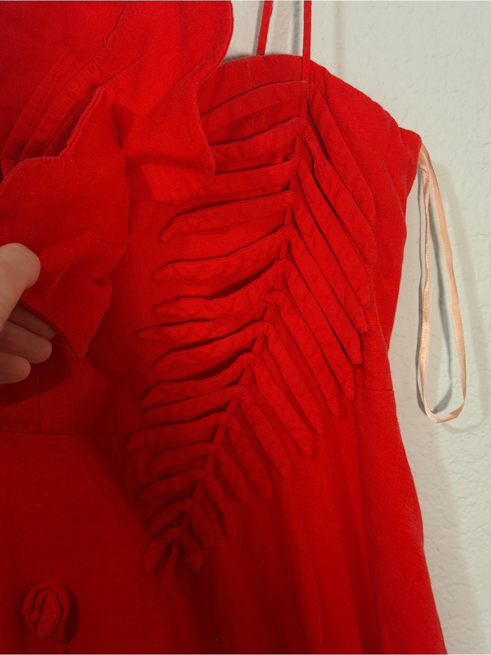 Farm Rio Red Garden Linen Blend Cocktail Midi Dress Size XS - Picture 6 of 8